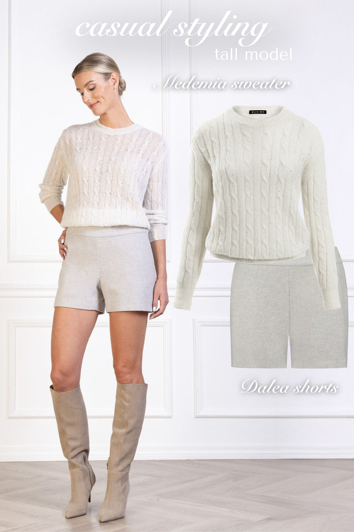DALEA GRAY WOOL-CASHMERE TWEED SHORTS