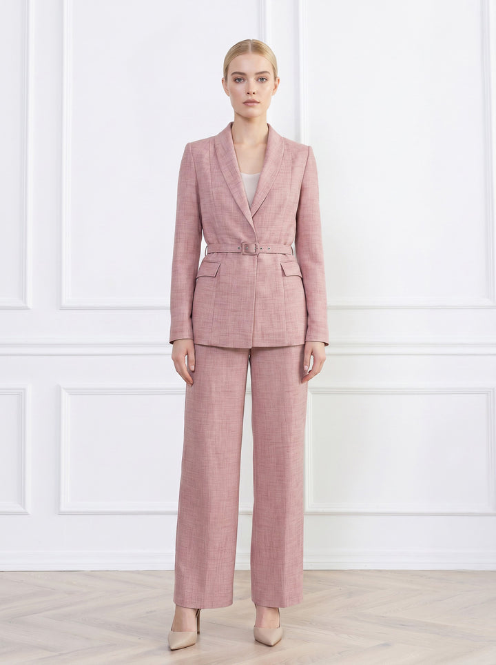 NARROW DUSTY PINK BAMBOO FABRIC COVERED BELT