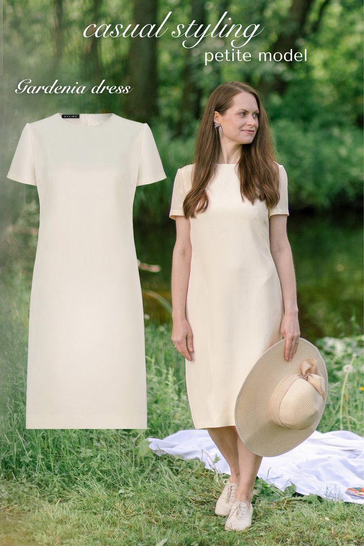 GARDENIA CREAM SILK T-SHIRT DRESS WITH BOW DETAIL