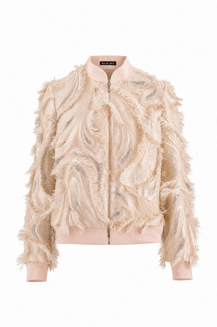 GRACILARIA BEIGE JACQUARD BOMBER JACKET