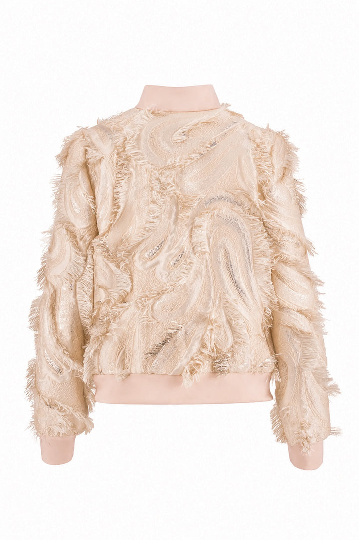 GRACILARIA BEIGE JACQUARD BOMBER JACKET