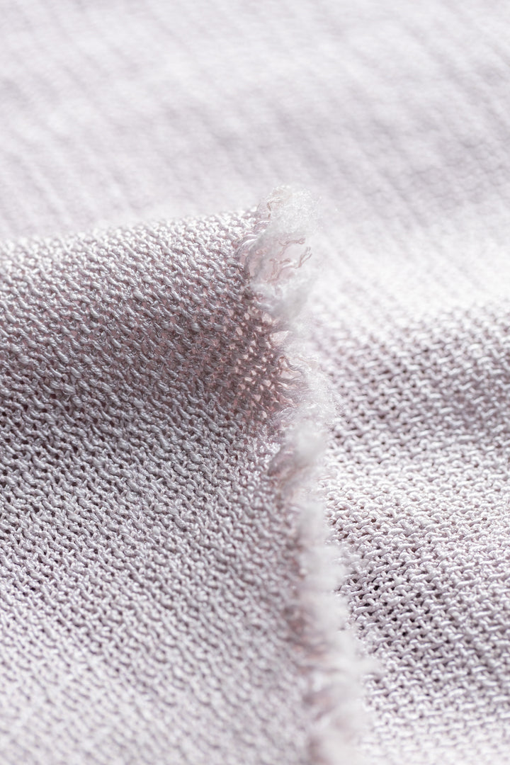 ALOCASIA PALE LAVENDER TEXTURED WOOL-SILK MIDI DRESS WITH FRINGE DETAILS