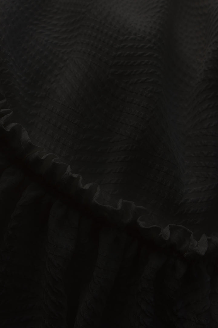 DAPHNE BLACK SILK JACQUARD DRESS WITH SLEEVES
