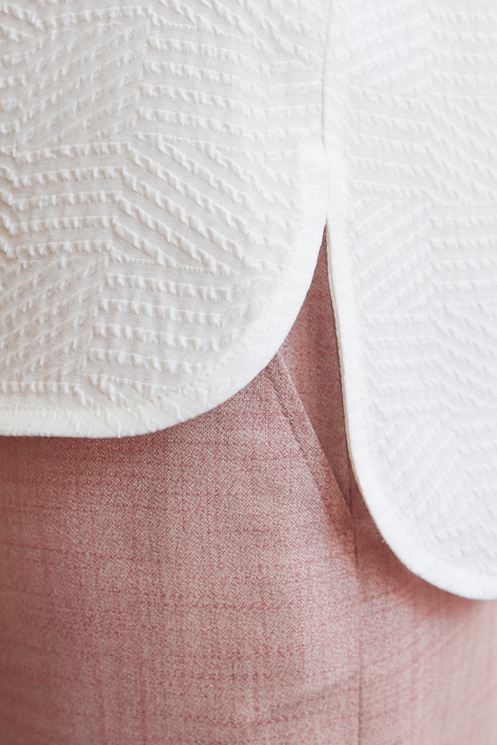 RHIPSALIS WHITE SILK JAQUARD NECK TIE BLOUSE