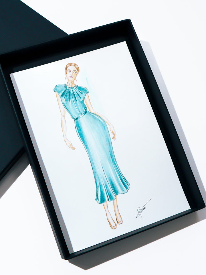 FINE ART PRINT: CLUSIA DRESS FASHION SKETCH