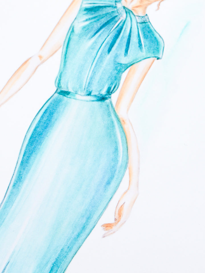 FINE ART PRINT: CLUSIA DRESS FASHION SKETCH