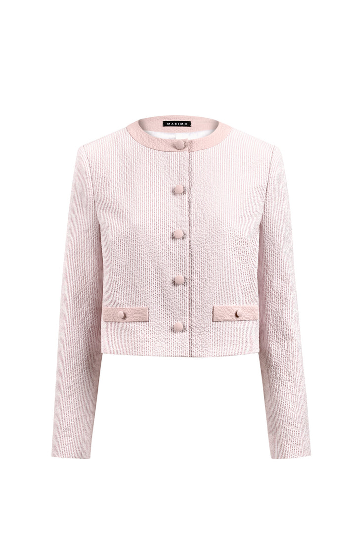 LESSERTIA STRIPED COTTON SEERSUCKER JACKET