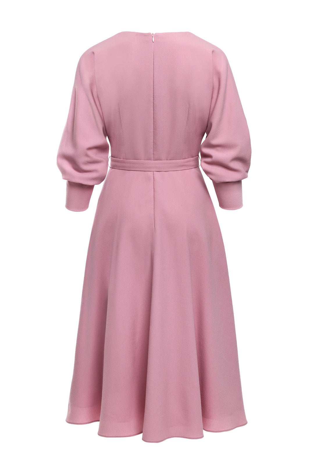 LEGAZPIA OLD PINK WOOL CREPE KIMONO SLEEVE DRESS
