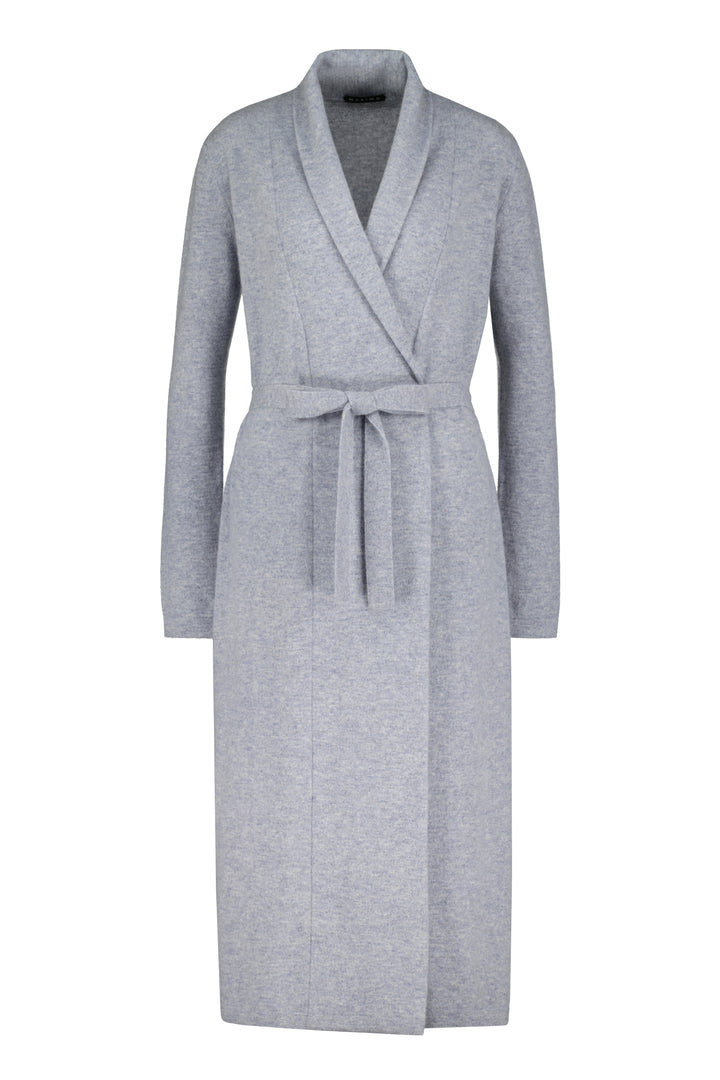 ELEOCHARIS LONG BLUEISH-GRAY CASHMERE CARDIGAN WITH BELT