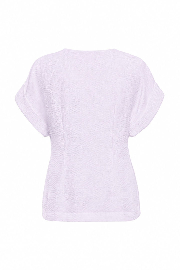 LEPIDIUM LAVENDER SILK JAQUARD V-NECK TOP