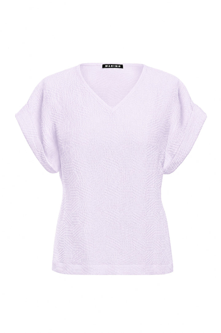 LEPIDIUM LAVENDER SILK JAQUARD V-NECK TOP