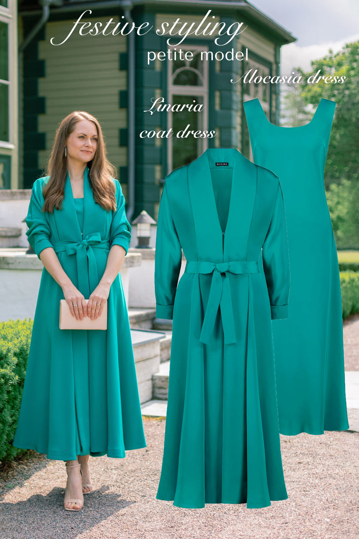 ALOCASIA TEAL SILK SLIP DRESS