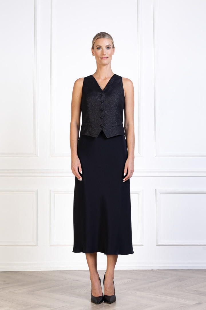 MEESIA BLACK SLIGHTLY GLITTERING WOOL BLEND VEST