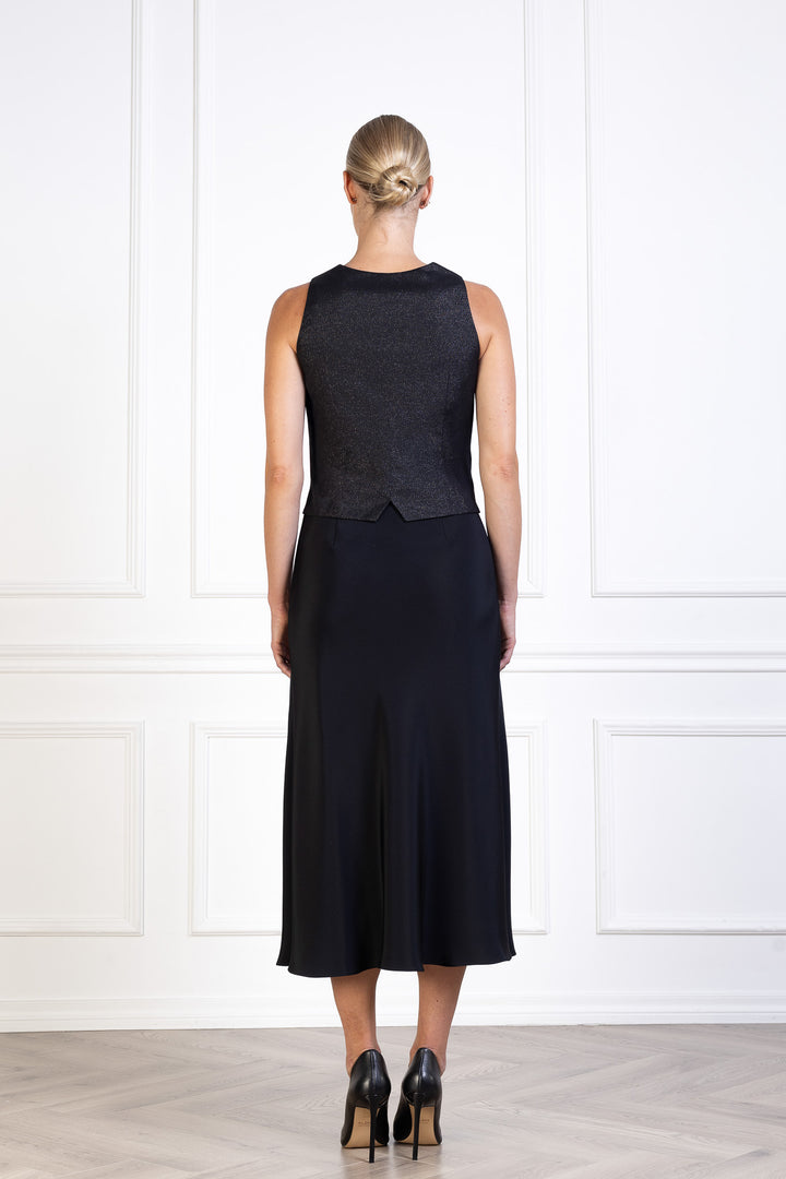 MEESIA BLACK SLIGHTLY GLITTERING WOOL BLEND VEST