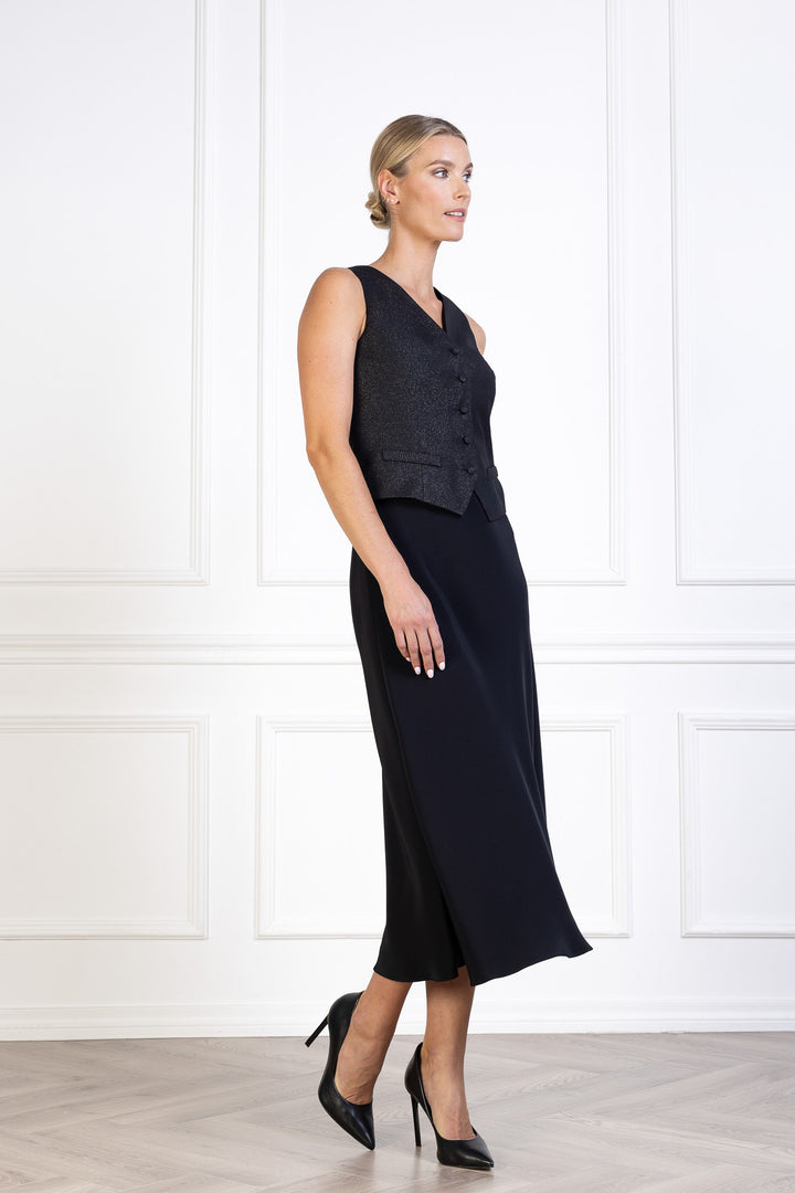 MEESIA BLACK SLIGHTLY GLITTERING WOOL BLEND VEST