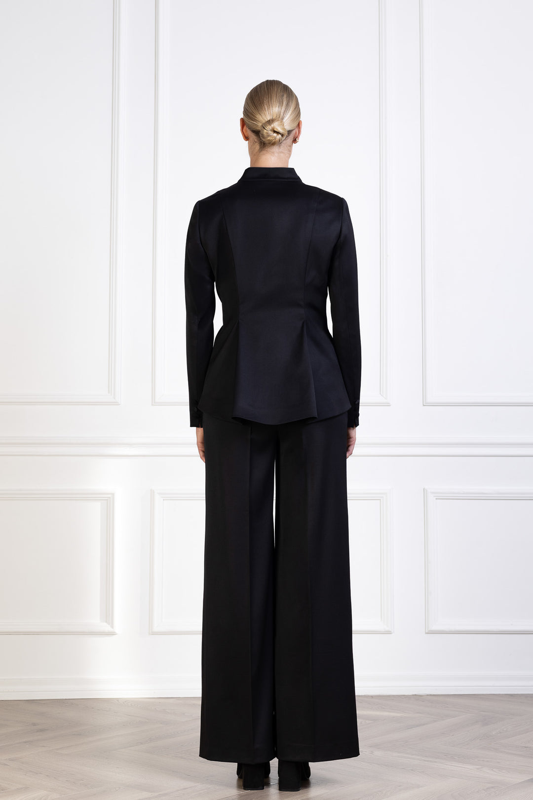 MELILOTUS BLACK WOOL JACKET WITH DRAPED FRONT DETAIL