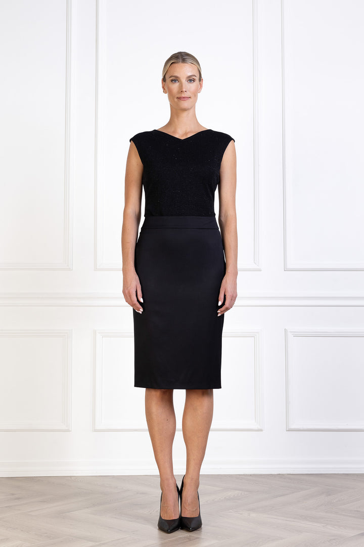 LAGETTA BLACK FINE WOOL PENCIL SKIRT