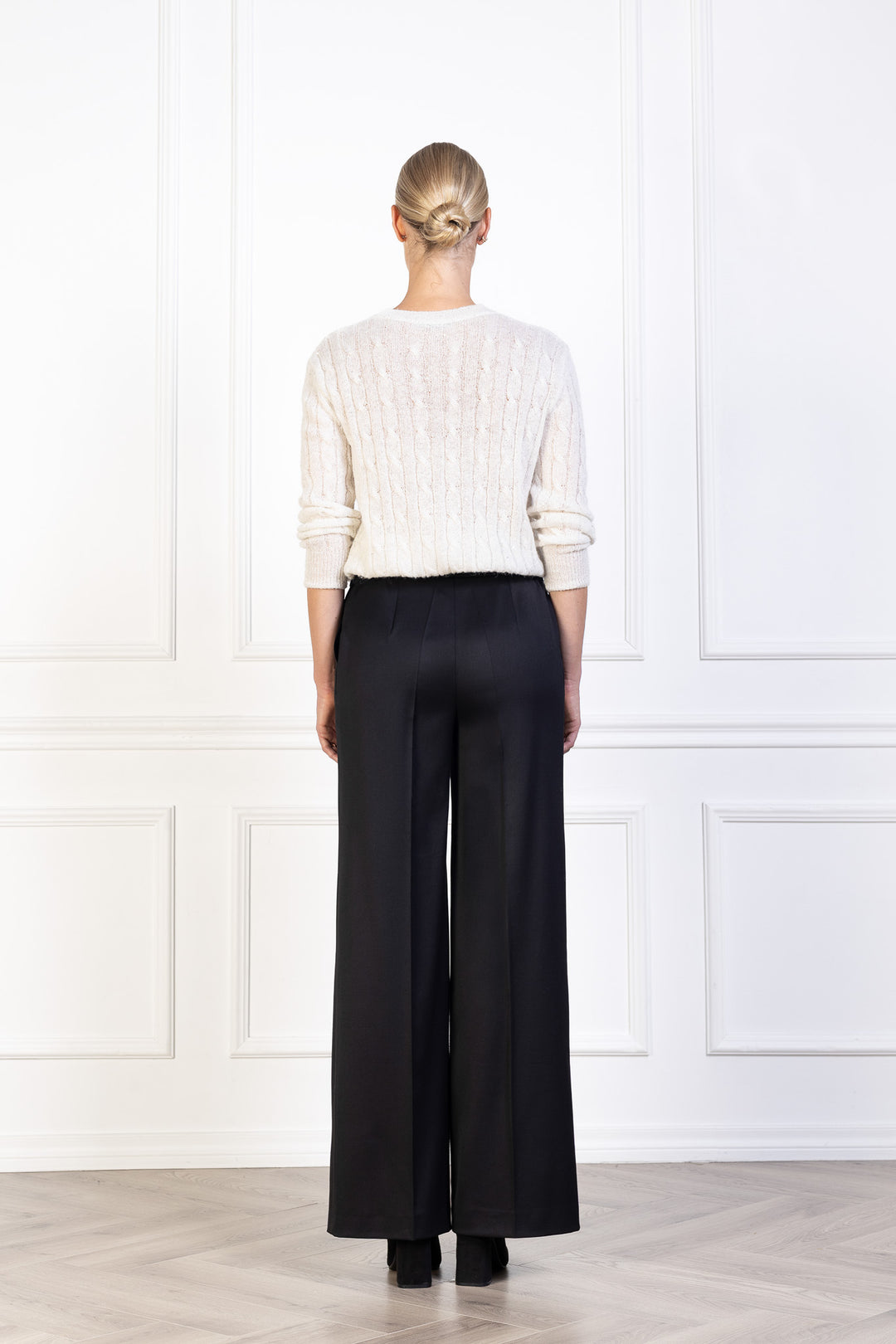 ALPINIA BLACK FINE WOOL WIDE-LEG SUIT PANTS