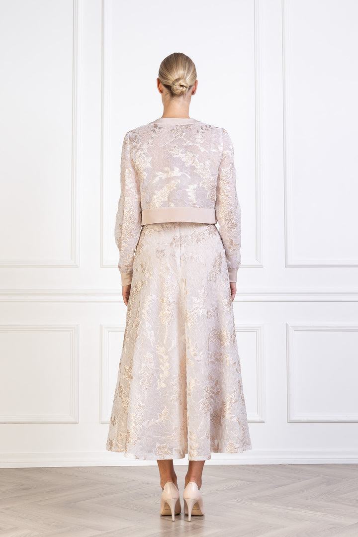 CAMELLIA OFF WHITE AND ROSE GOLD JACQUARD LIGHT JACKET