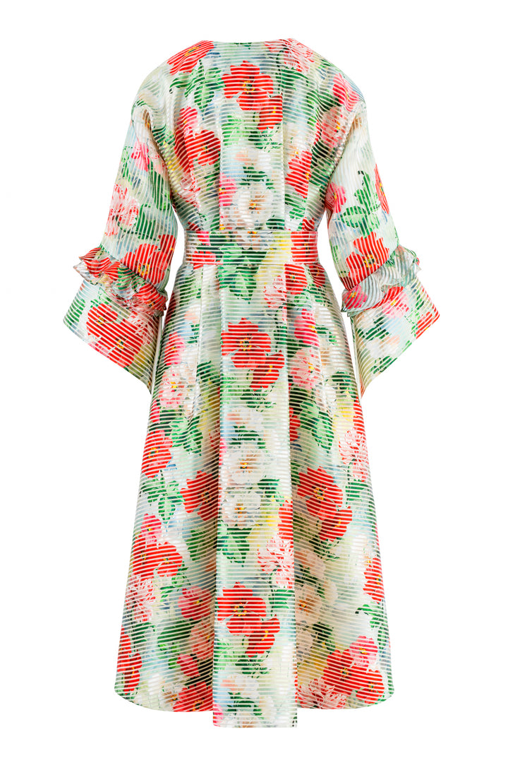 ADLUMIA FLORAL ORGANZA SILK BLEND COAT DRESS