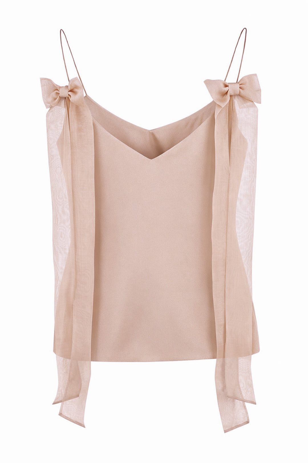 ARIA ROSE GOLD SPAGHETTI STRAP SILK TOP WITH BOW DETAILS