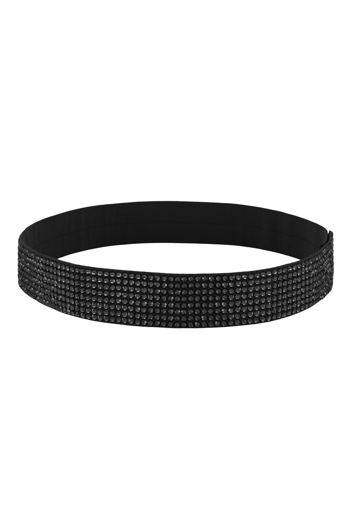 WIDE BLACK CRYSTAL BELT