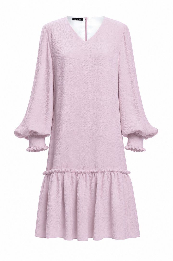 DAPHNE LAVENDER SILK JACQUARD DRESS WITH SLEEVES