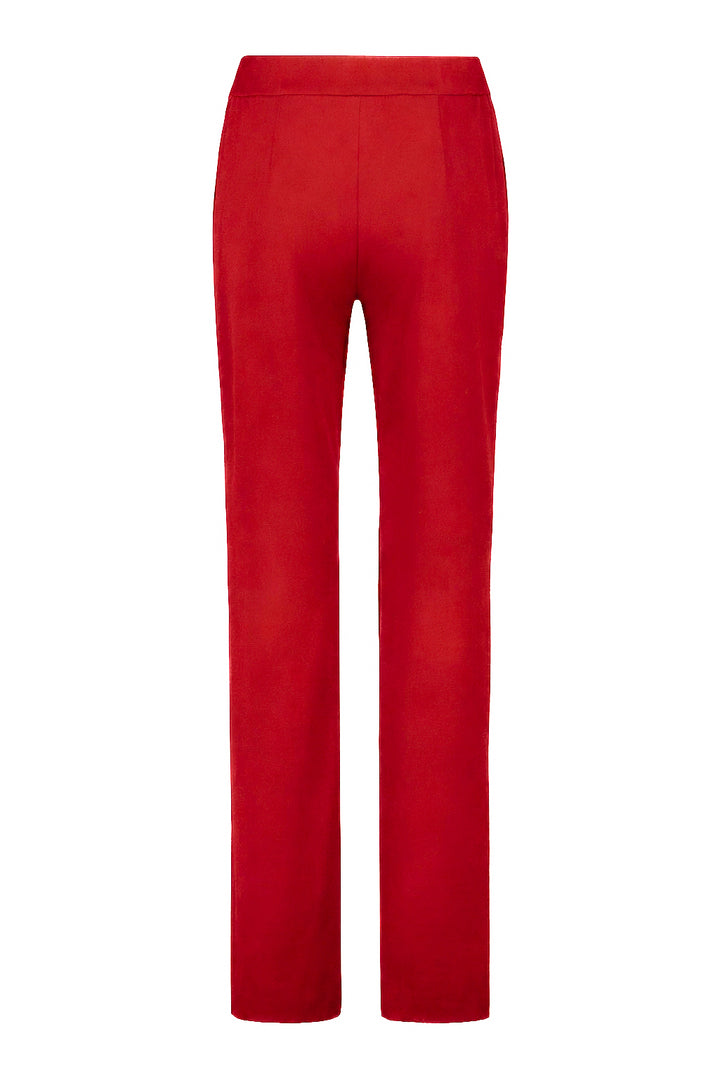 Red tailored pants backside on a white background