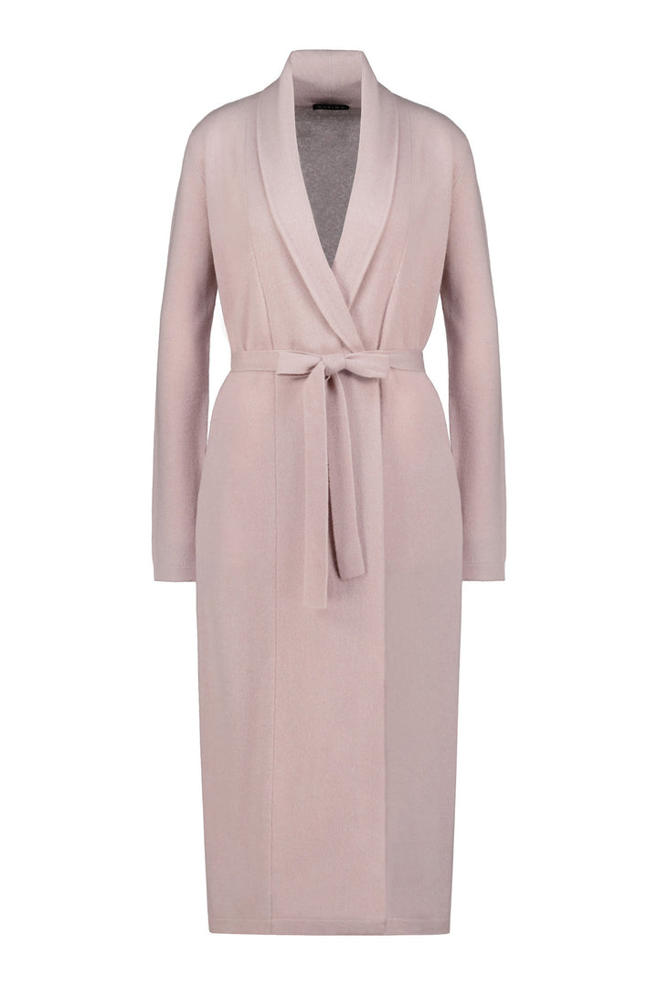 ELEOCHARIS LONG DUSTY ROSE CASHMERE CARDIGAN WITH BELT