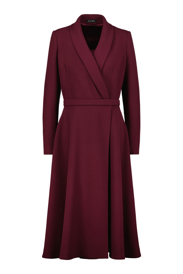 EPHEDRA BURGUNDY WOOL CREPE COAT DRESS – Marimo Fashion