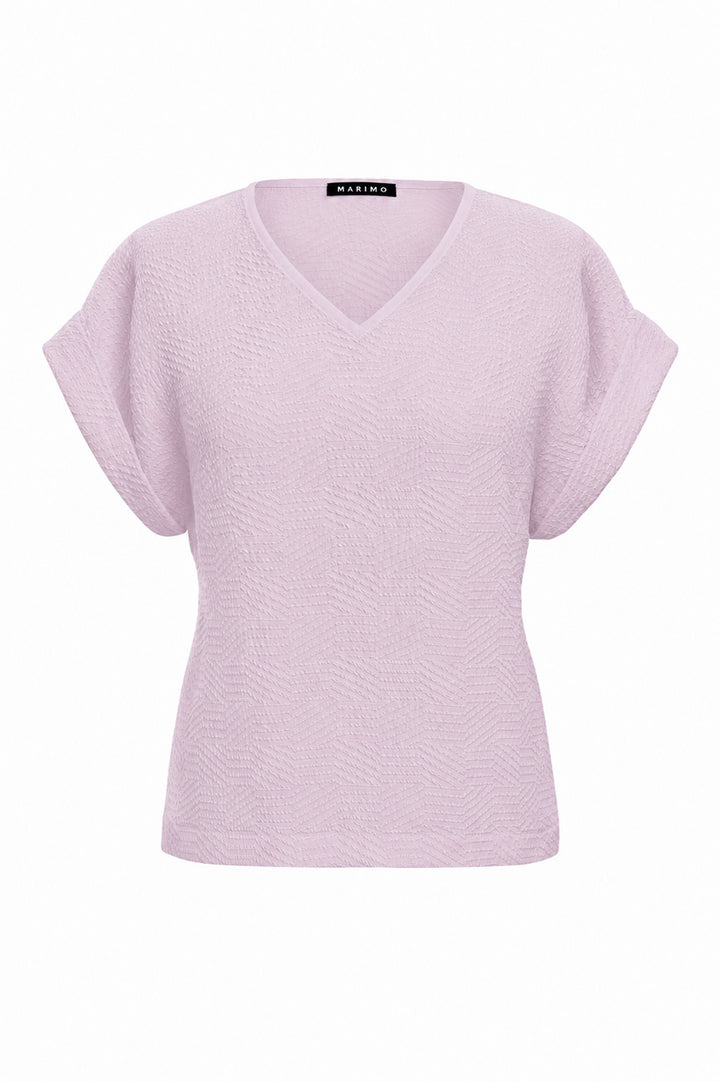 LEPIDIUM LAVENDER SILK JAQUARD V-NECK TOP
