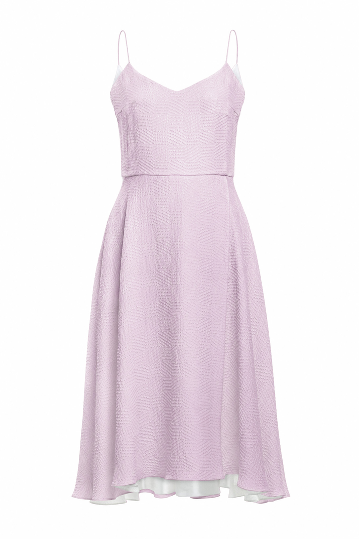SENNA LAVENDER SILK JACQUARD SPAGHETTI STRAP DRESS