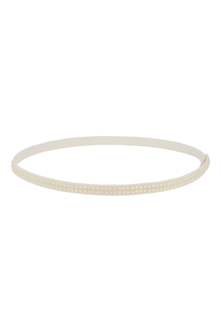 SKINNY CRYSTAL BELT IVORY