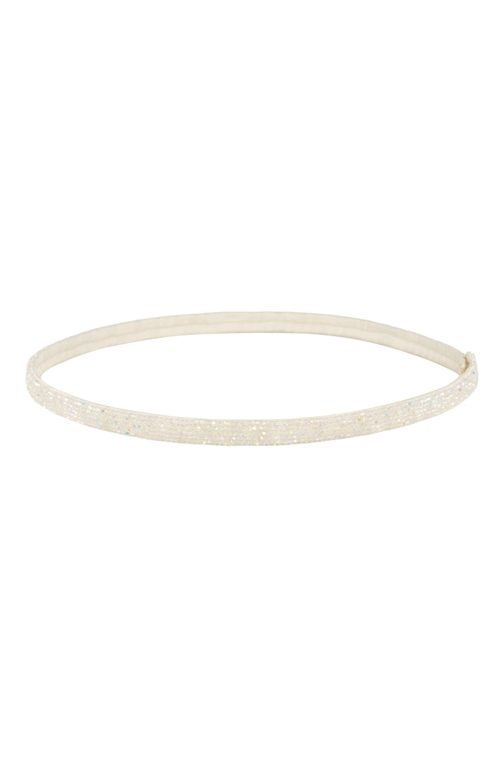 SKINNY HAND-EMBROIDERED CRYSTAL BELT IVORY