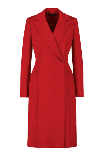 Red tailored coat on a white background