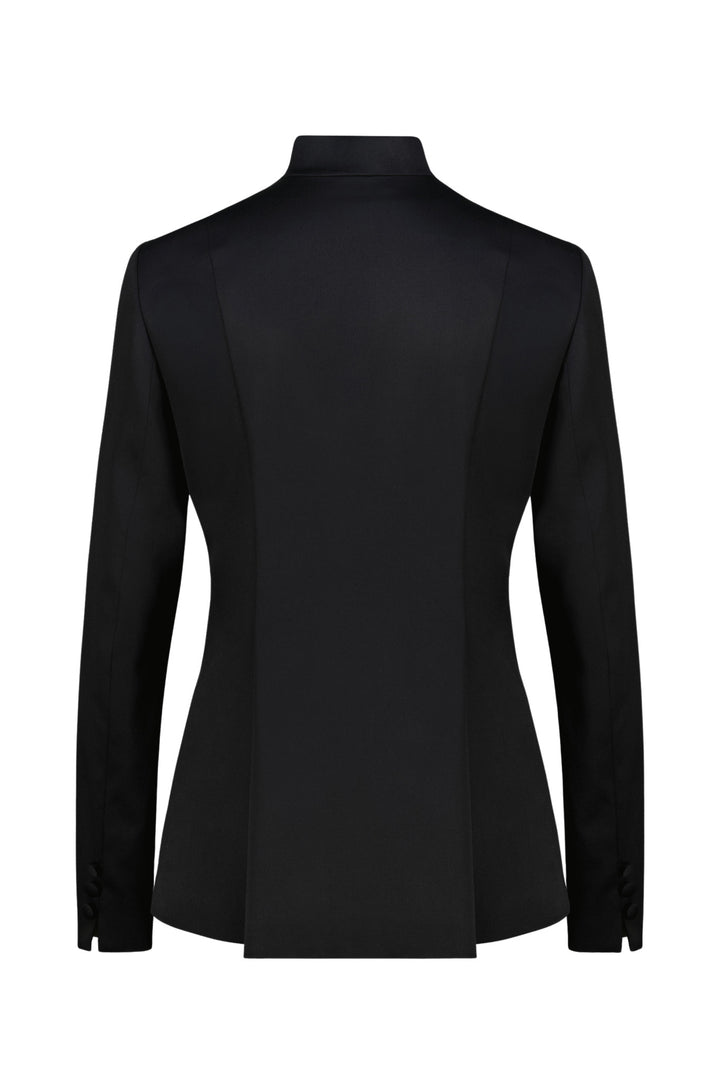 MELILOTUS BLACK WOOL JACKET WITH DRAPED FRONT DETAIL