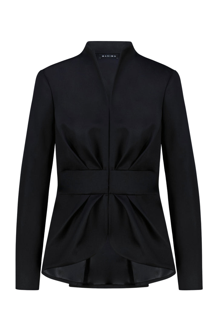 MELILOTUS BLACK WOOL JACKET WITH DRAPED FRONT DETAIL