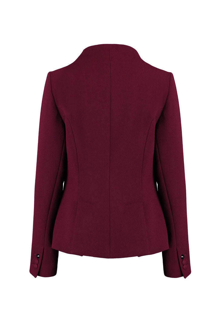OLEANDRA BURGUNDY WOOL JACKET WITH CRYSTAL EMBROIDERY