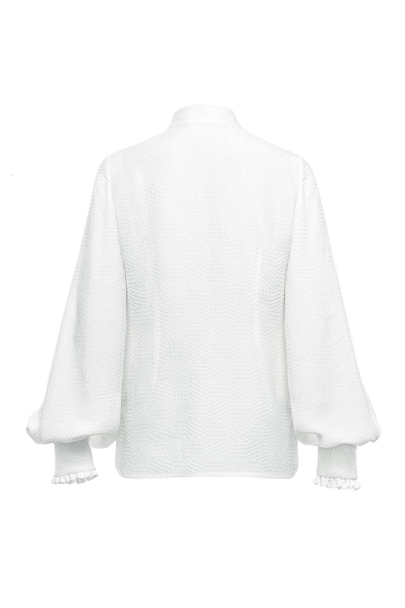 RHIPSALIS WHITE SILK JAQUARD NECK TIE BLOUSE – Marimo Fashion