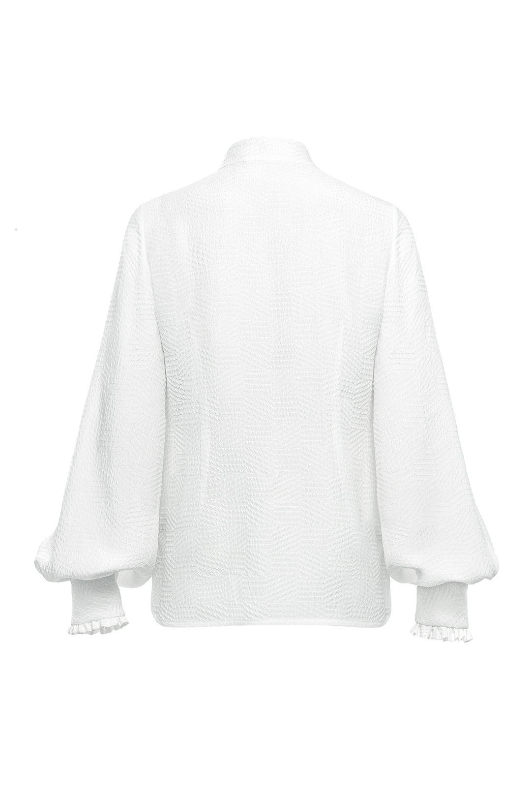 RHIPSALIS WHITE SILK JAQUARD NECK TIE BLOUSE