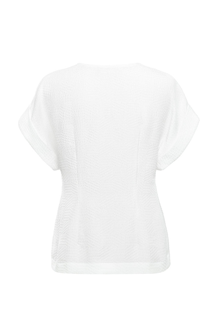 LEPIDIUM WHITE SILK JAQUARD V-NECK TOP