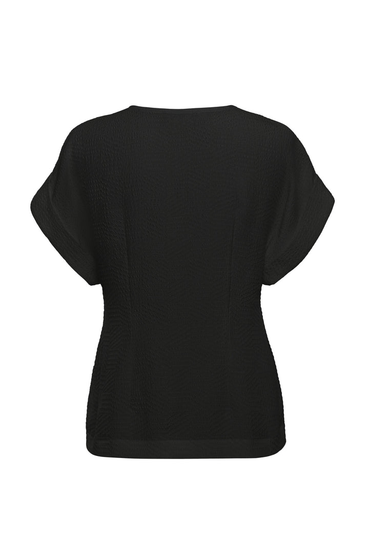 LEPIDIUM BLACK SILK JAQUARD V-NECK TOP