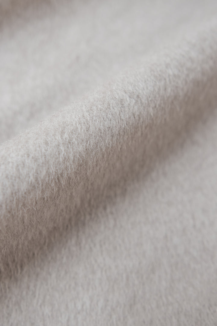 WRIGHTIA PALE BEIGE ALPACA WOOL BLEND COAT WITH CRYSTAL EMBROIDERY