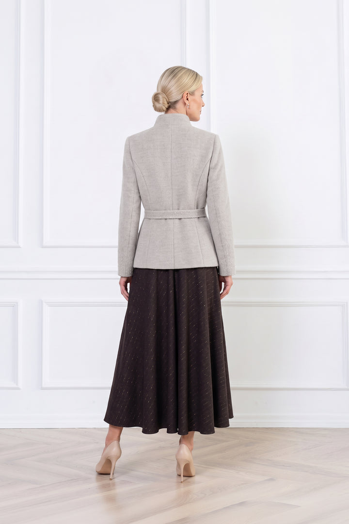 WRIGHTIA PALE BEIGE ALPACA WOOL BLEND JACKET WITH CRYSTAL EMBROIDERY
