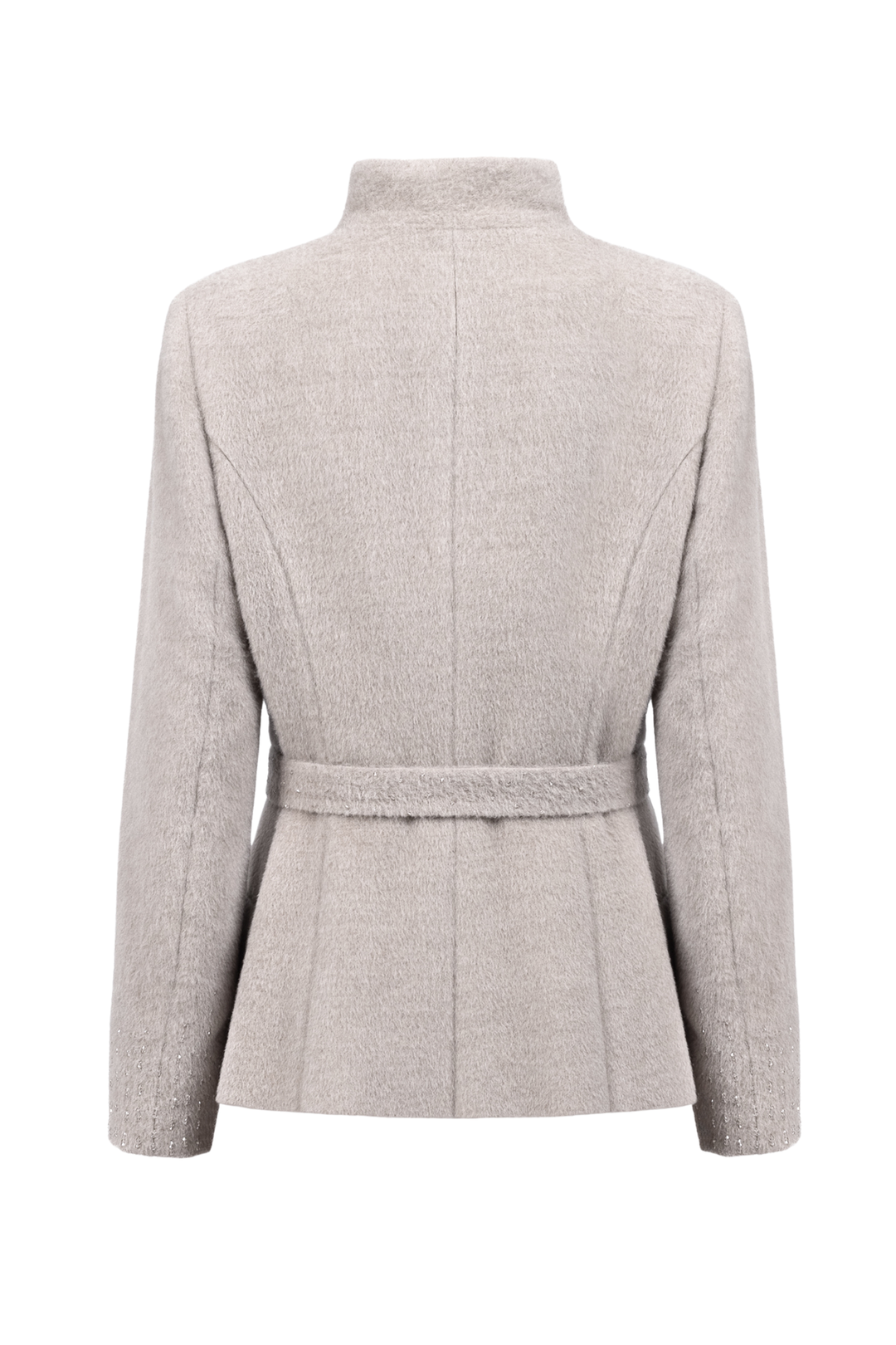 WRIGHTIA PALE BEIGE ALPACA WOOL BLEND JACKET WITH CRYSTAL EMBROIDERY
