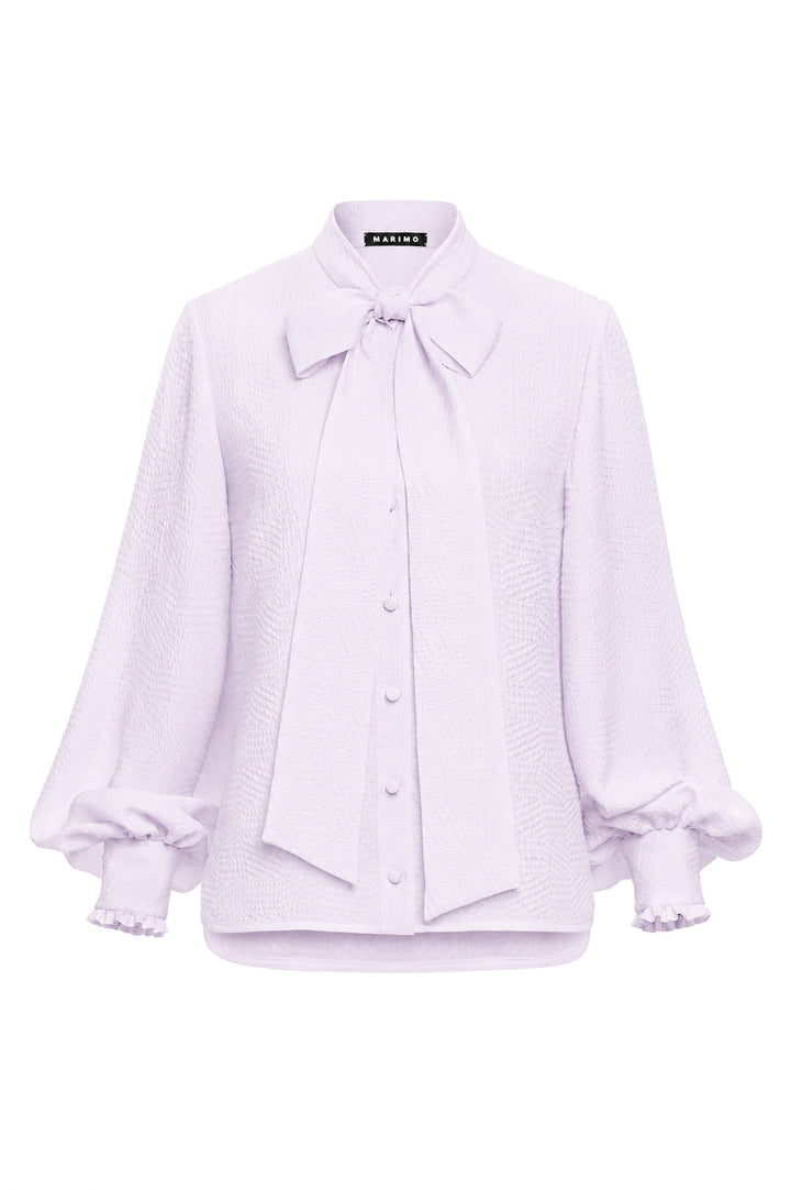 RHIPSALIS LAVENDER SILK JAQUARD NECK TIE BLOUSE