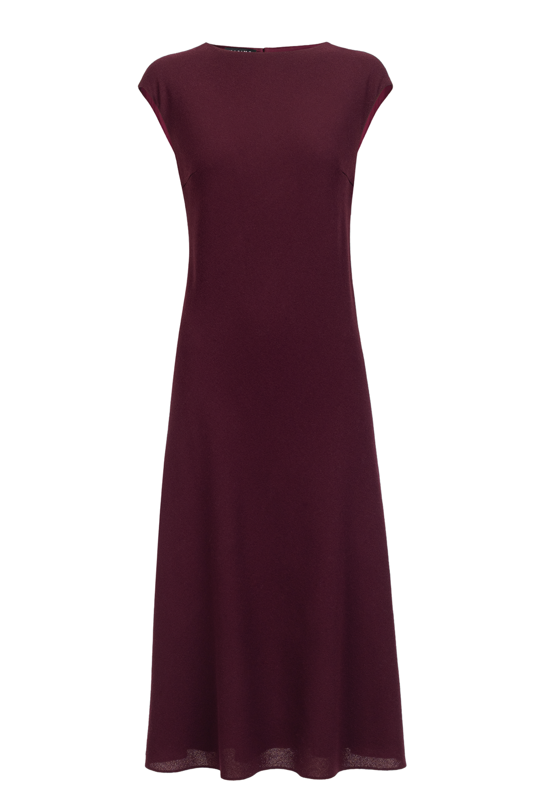 SALVINIA BURGUNDY WOOL CREPE MIDI DRESS WITH BELT
