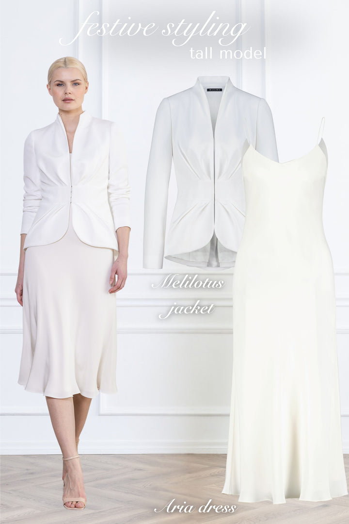 MELILOTUS WHITE SILK JACKET WITH DRAPED FRONT DETAIL