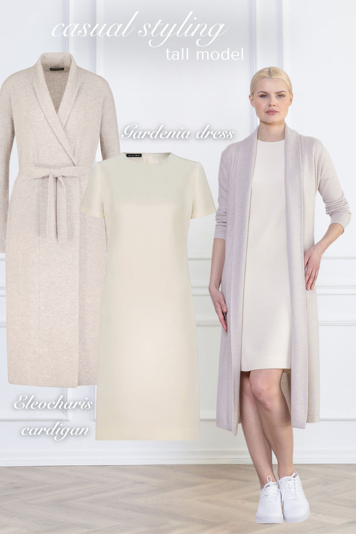 GARDENIA CREAM SILK T-SHIRT DRESS WITH BOW DETAIL