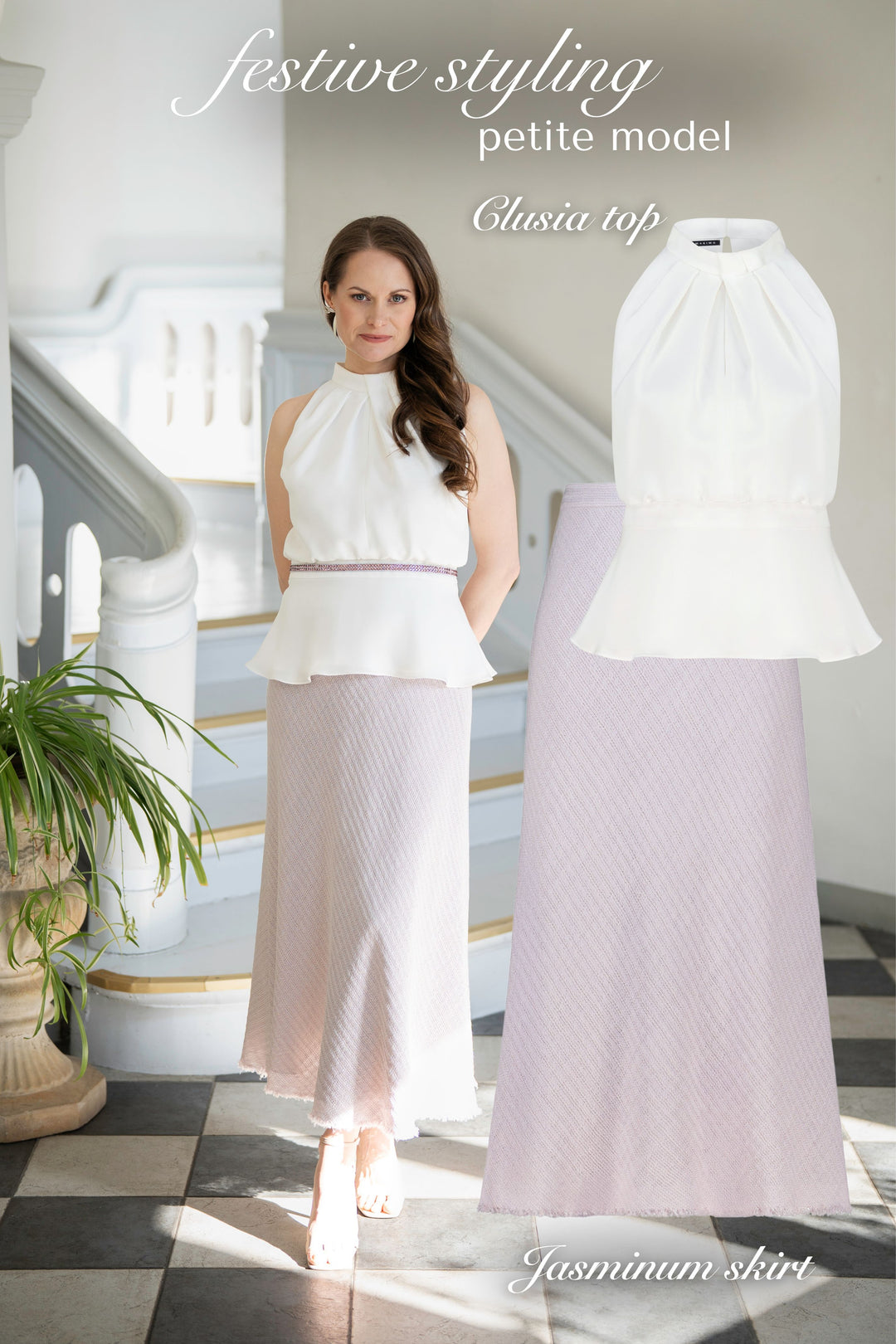 JASMINUM PALE LAVENDER TEXTURED WOOL-SILK MIDI SKIRT